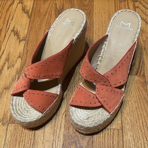 Marc Fisher Studded Orange Wedge Sandals